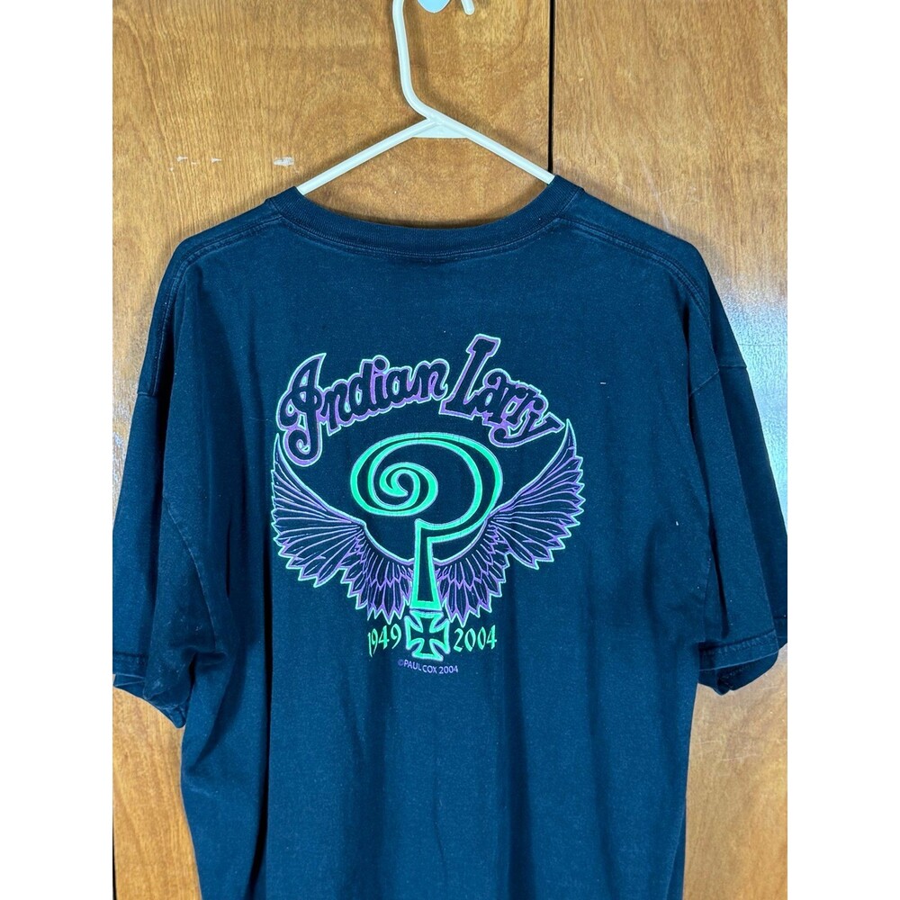 Vintage Indian Larry Shirt Mens XL Black Cotton Short Sleeve USA Y2K 2004 - Picture 10 of 12